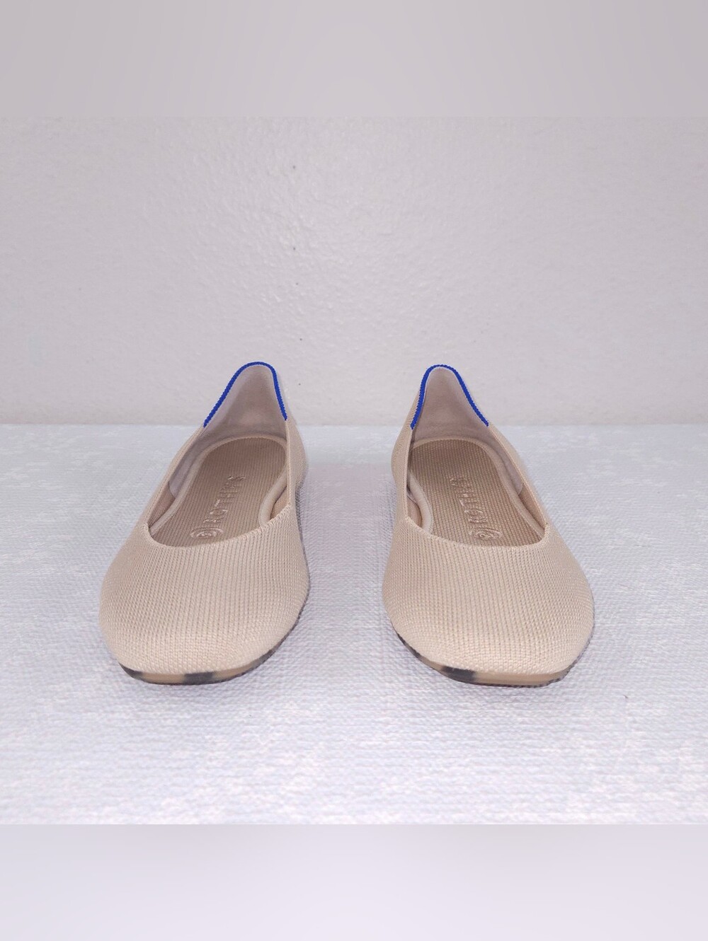 ROTHY'S The Square Ballet Flats US 8.5 Ecru Knit Washable Slip-On Shoes - Picture 5 of 11